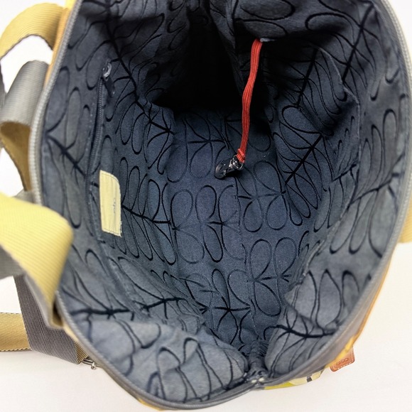 Orla Kiely Backpack Multi Color Leaf Print Leather Trim Casual Daypack - Picture 9 of 14